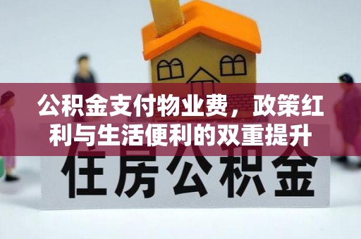 湛江公积金支付物业费，政策红利与生活便利的双重提升