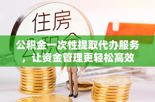湛江公积金一次性提取代办服务，让资金管理更轻松高效
